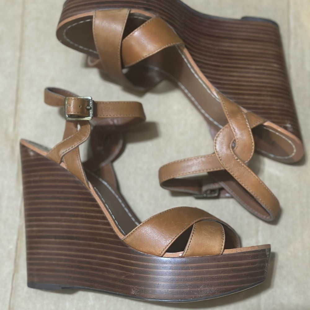 Polo by Ralph Lauren Brown Espadrilles with Wedge Heel and Ankle Strap
